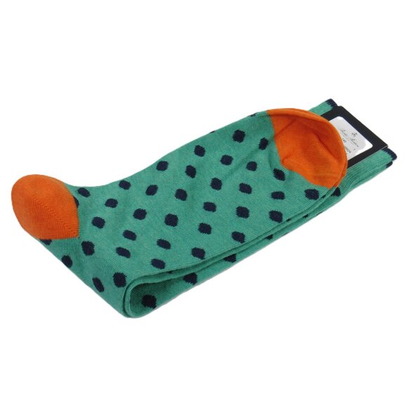 Brooks Brothers Men's Polka Dot Dress Socks Turquoise Green Made in Italy - Picture 3 of 3